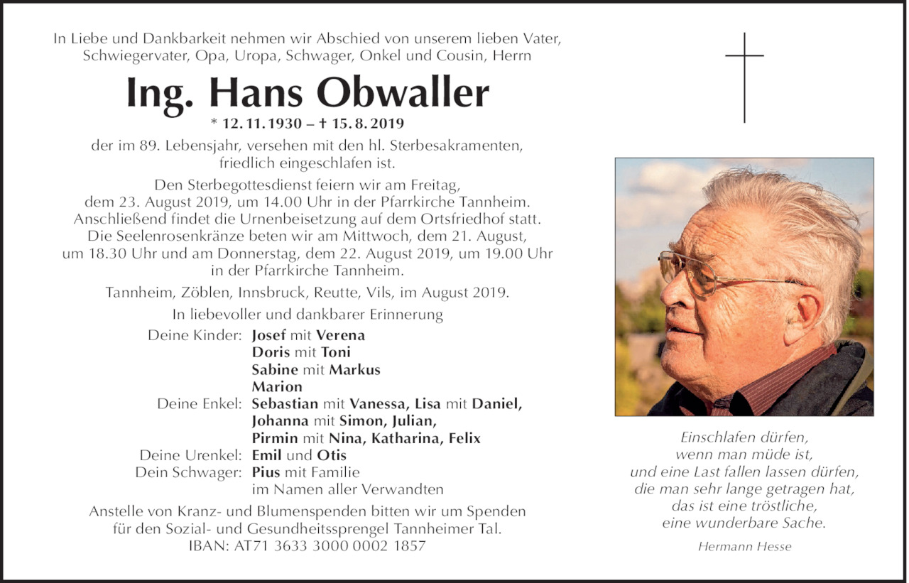 Hans Obwaller Bild