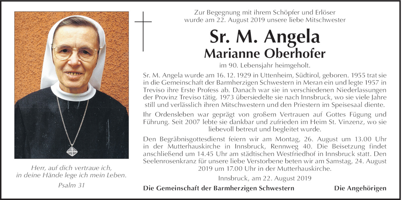 M. Angela - Marianne  Oberhofer Bild