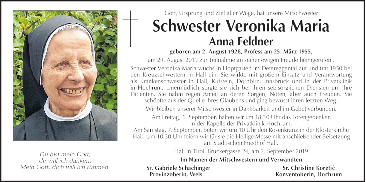 Sr. Veronika Maria / Anna Feldner Bild