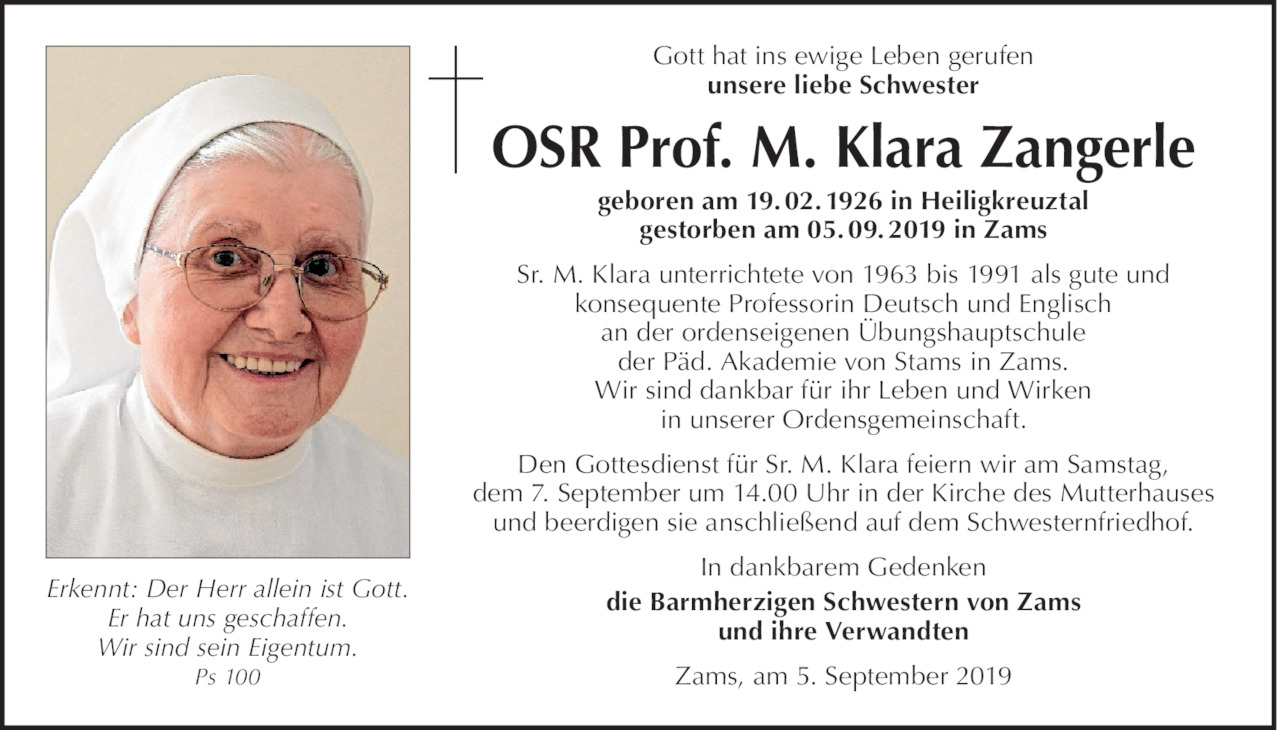 M.Klara Zangerle Bild