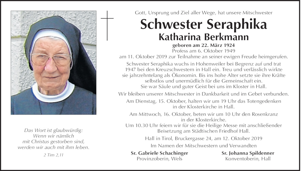 Schwester Seraphika Katharina Berkmann Bild