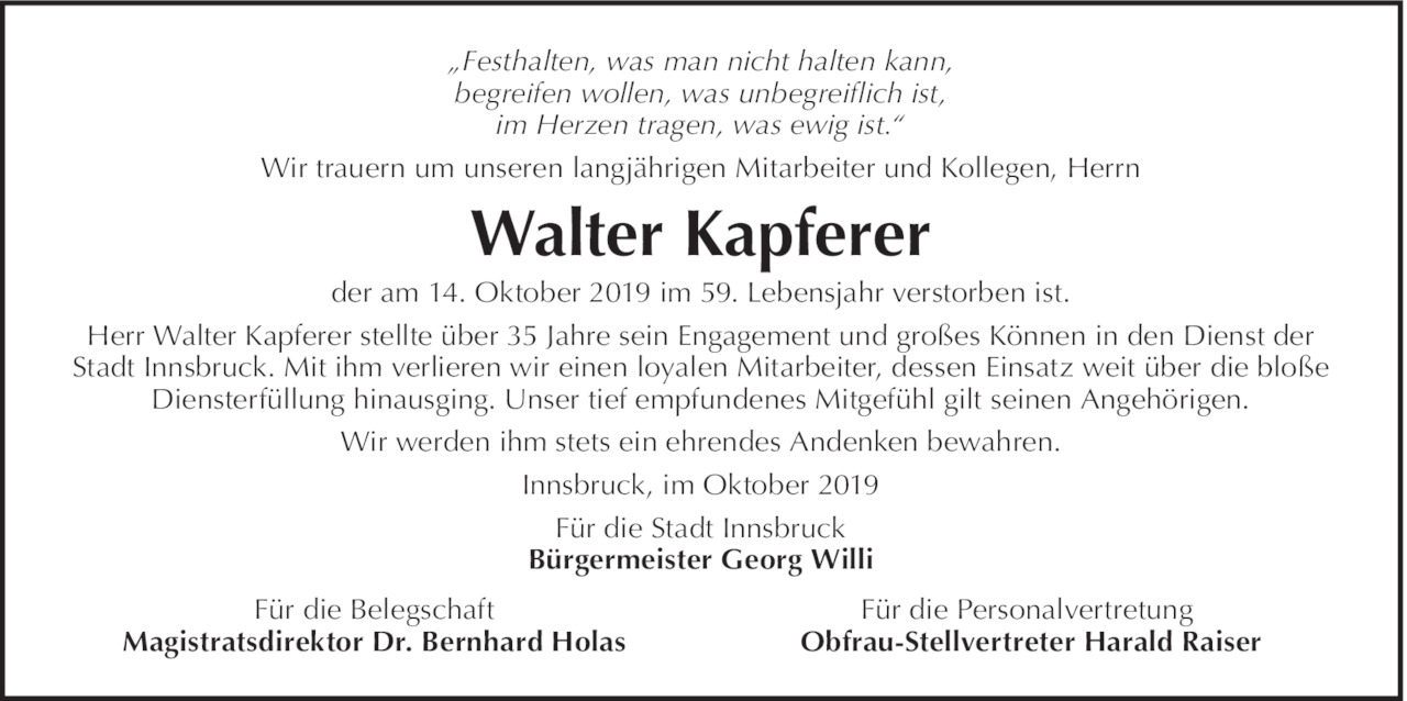 Walter Kapferer Bild