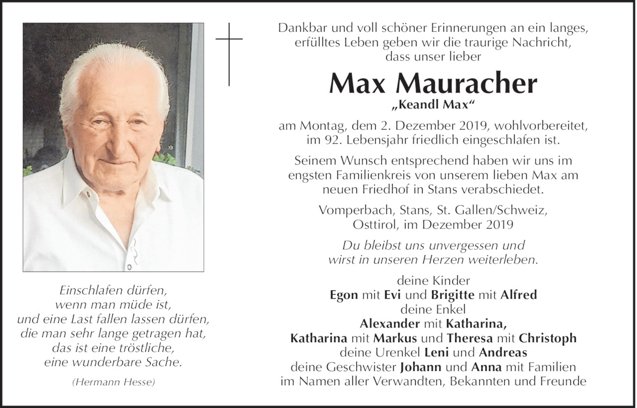 Max Mauracher Bild