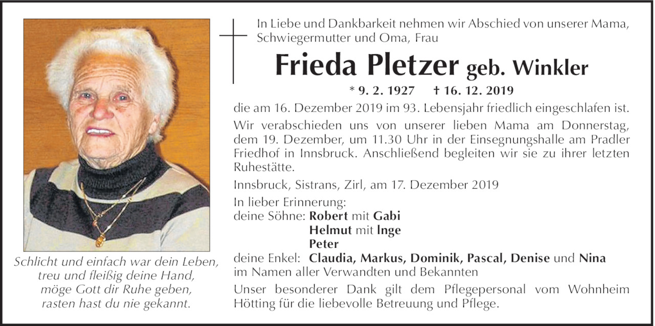 Frieda Pletzer Bild