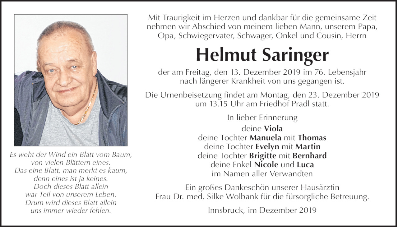 Helmut Saringer Bild