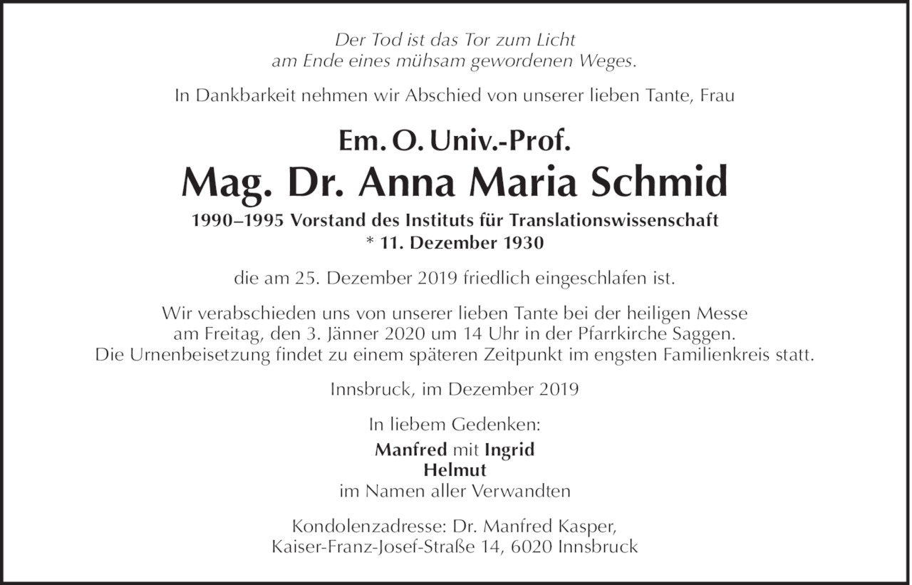 Anna Maria Schmid Bild