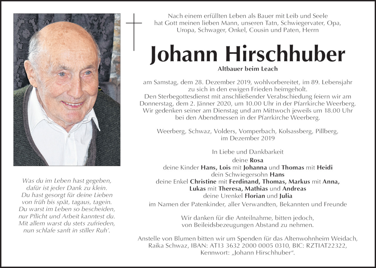Johann Hirschhuber Bild
