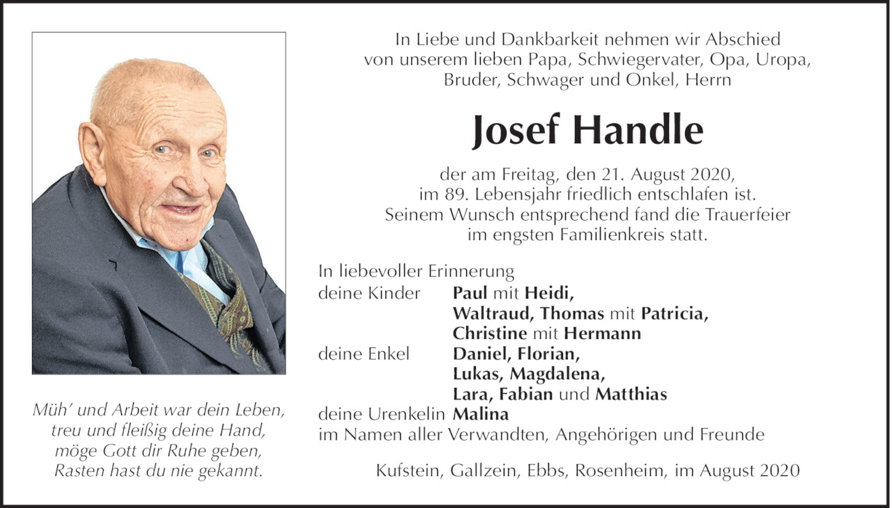 Josef Handle Bild