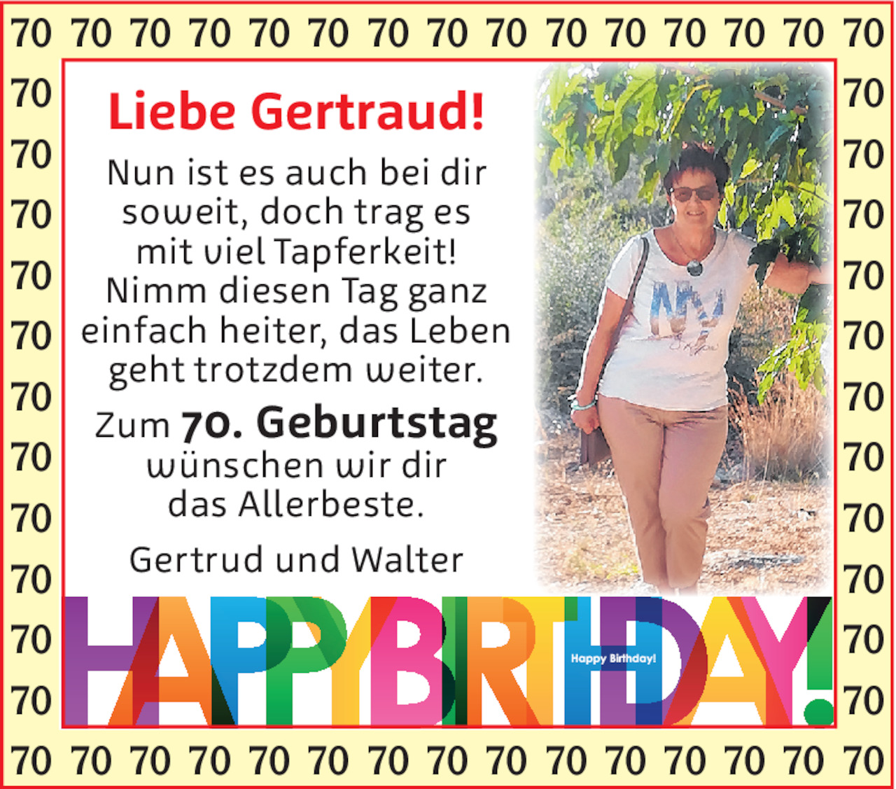 Gertraud 70. Geburtstag Bild