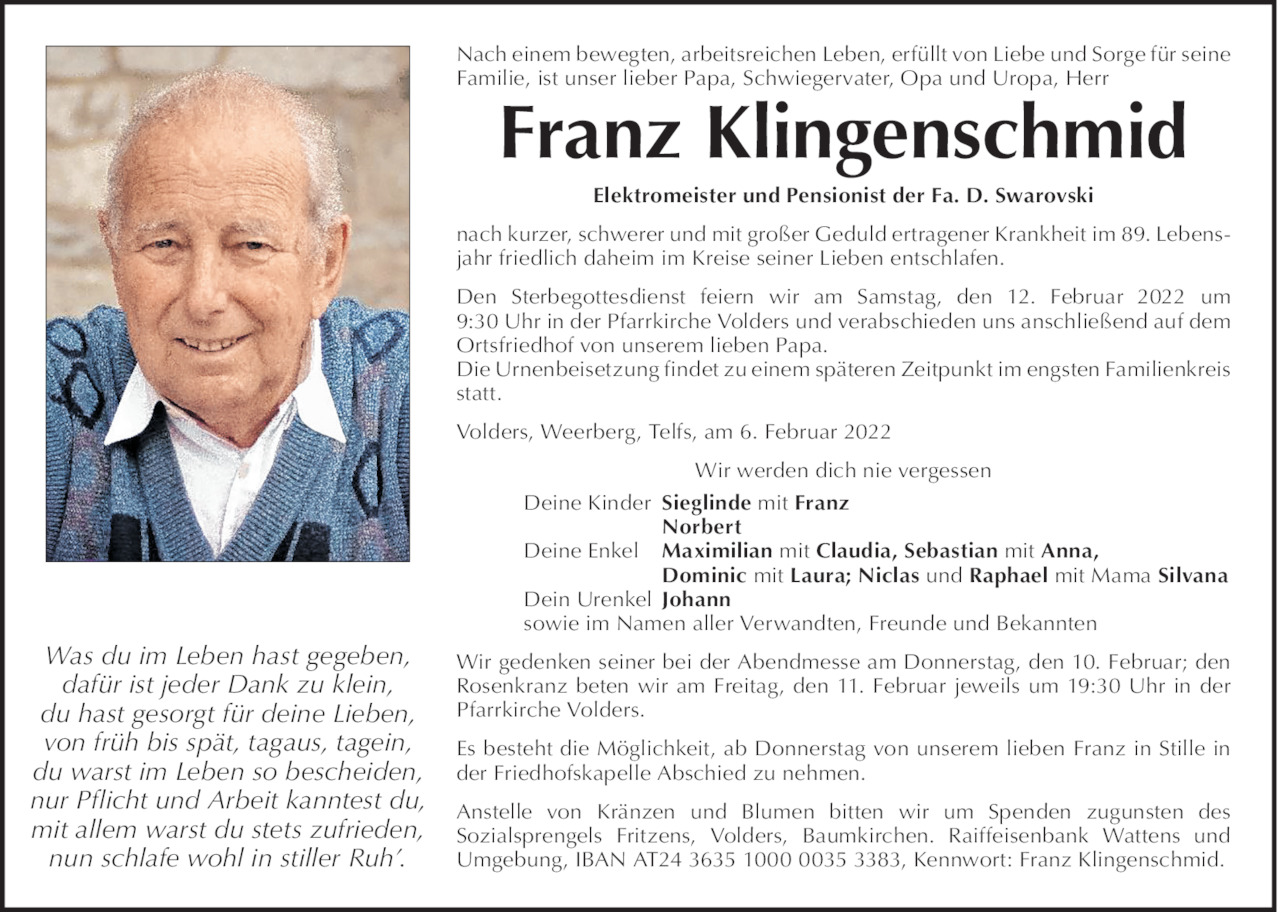 Franz Klingenschmid Bild