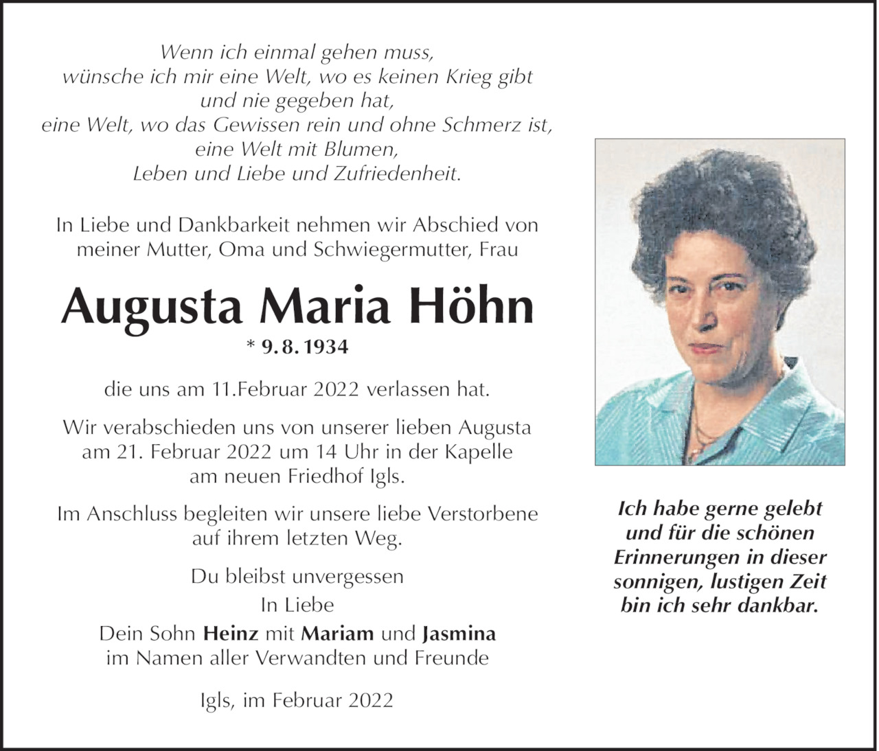 Augusta Maria Höhn Bild