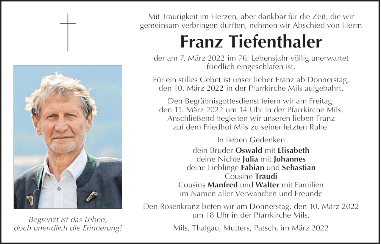 Franz Tiefenthaler  Bild