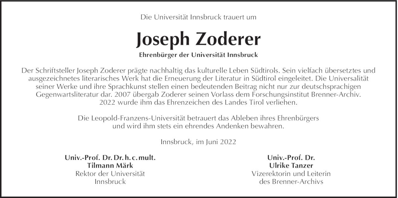 Joseph  Zoderer Bild