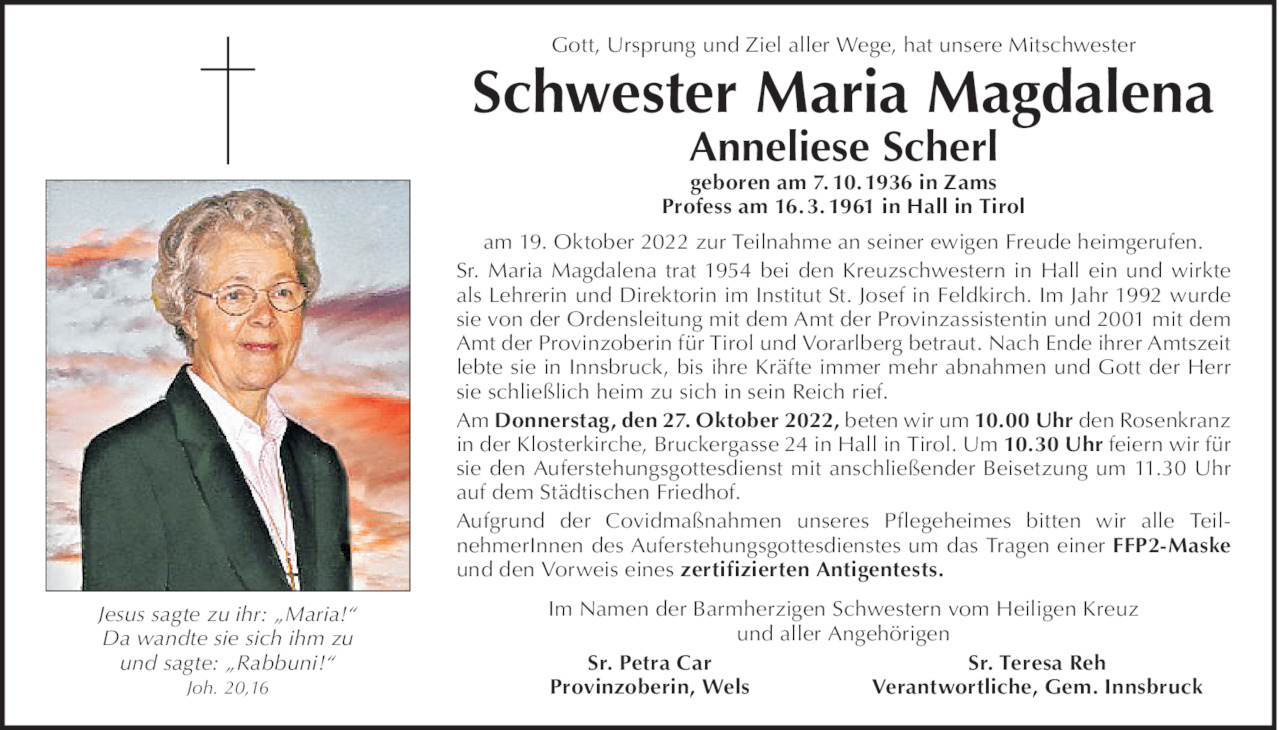 Schwester Maria Magdalena Anna Scherl Bild