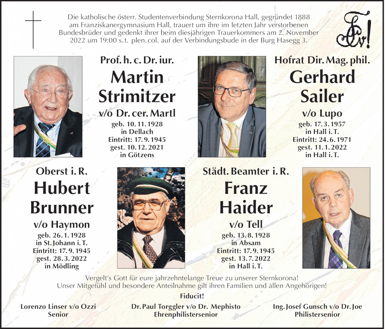Martin, Gerhard, Hubert, Franz Strimitzer, Sailer, Brunner, Haider Bild