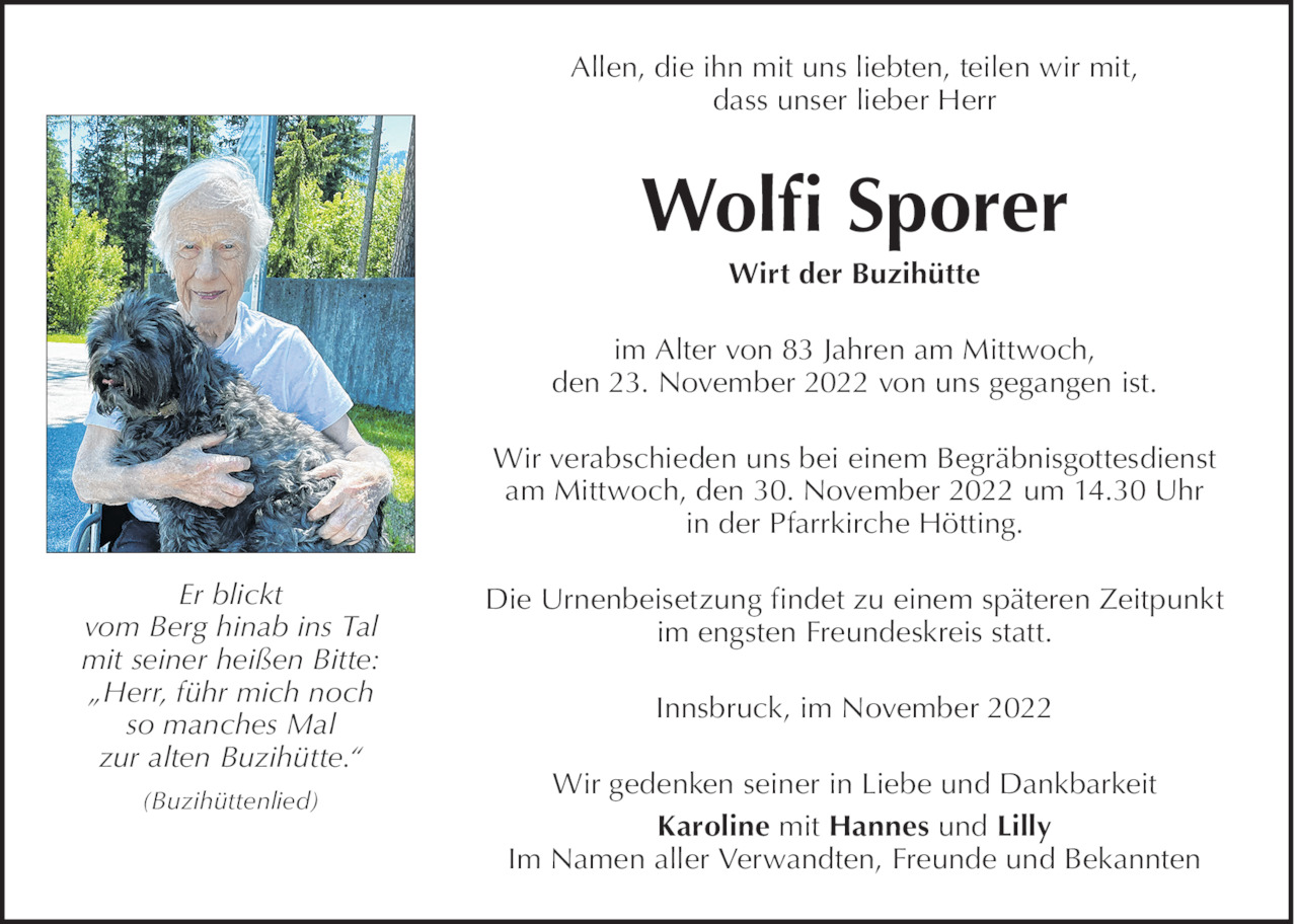 Wolfi Sporer Bild