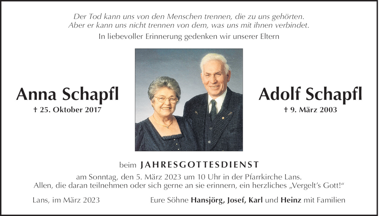 Anna und Adolf  Schapfl Bild