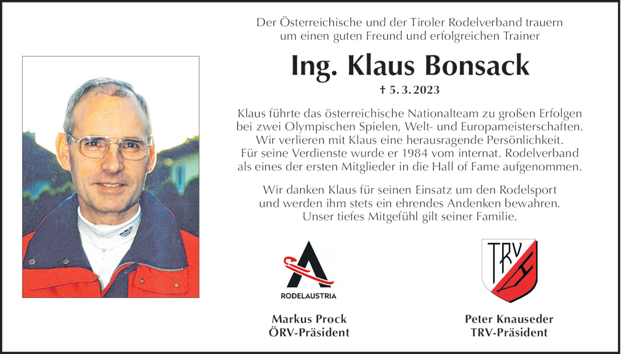 Traueranzeige von Klaus Bonsack vom 05.03.2023 Tiroler Tageszeitung