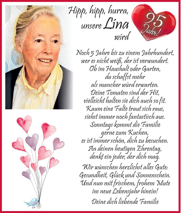 95. Geburtstag Lina Bild