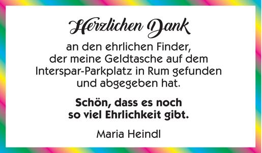 Danke dem ehrlichen Finder