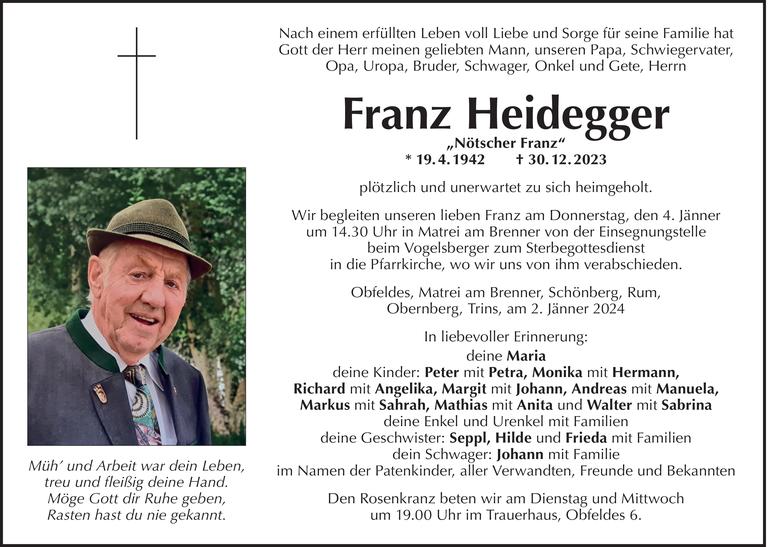 Franz Heidegger Bild