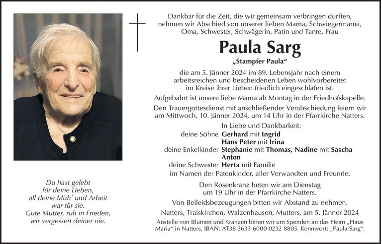 Paula Sarg Bild