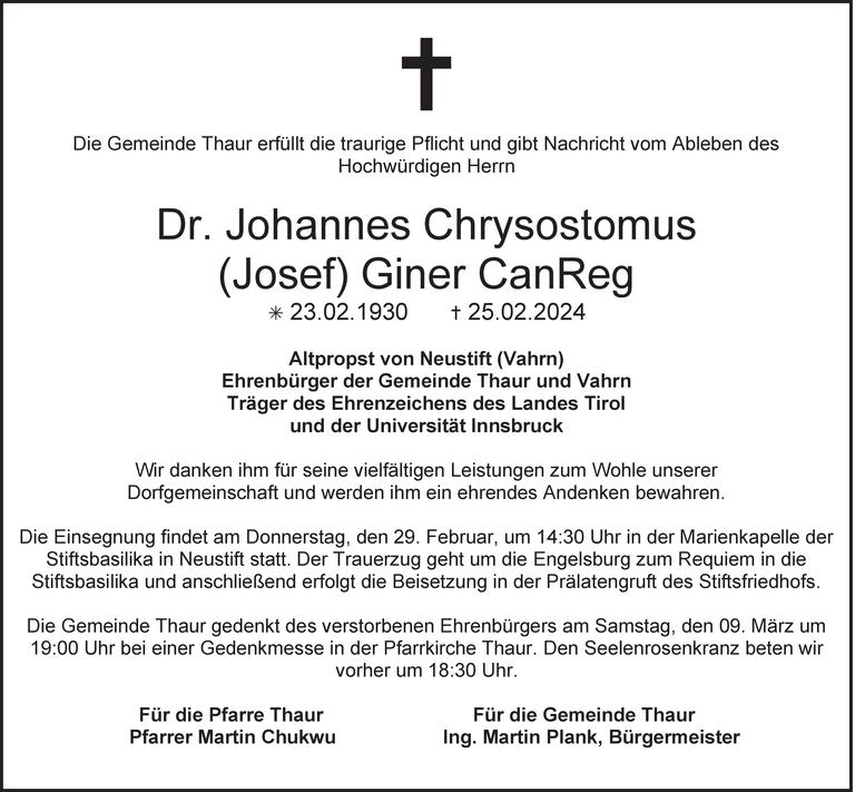 Johannes Chrysostomus Giner  Bild