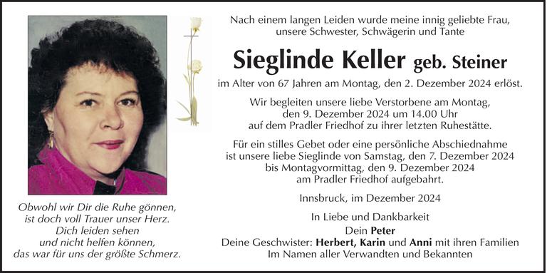 Traueranzeige von Sieglinde Keller vom 02.12.2024 | Tiroler Tageszeitung