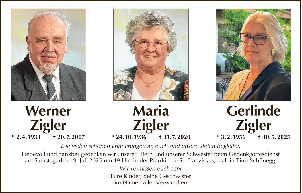 Maria, Gerlinde und Werner Zigler