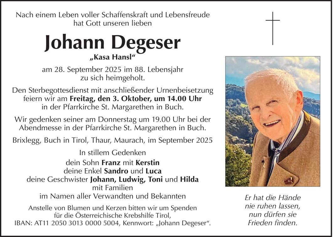 Johann Degeser Bild