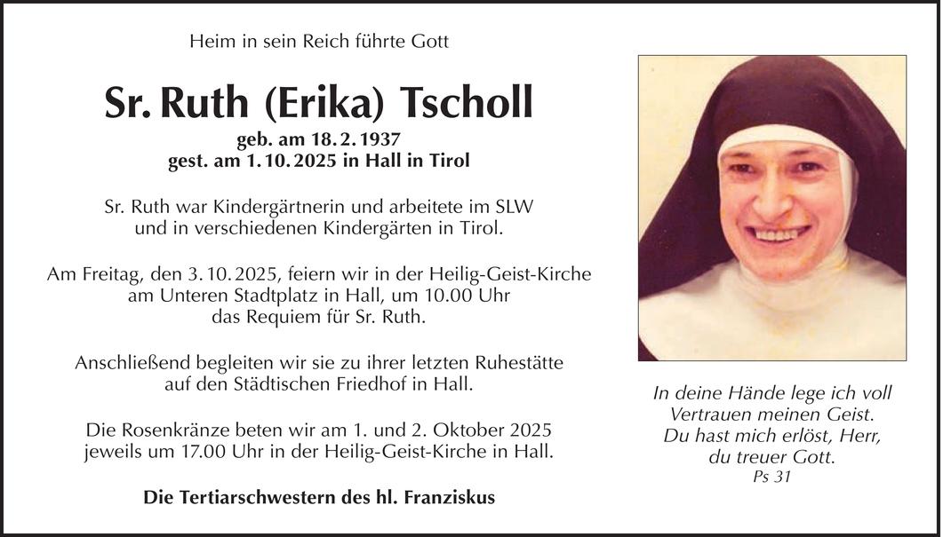Sr. Ruth (Erika) Tscholl Bild